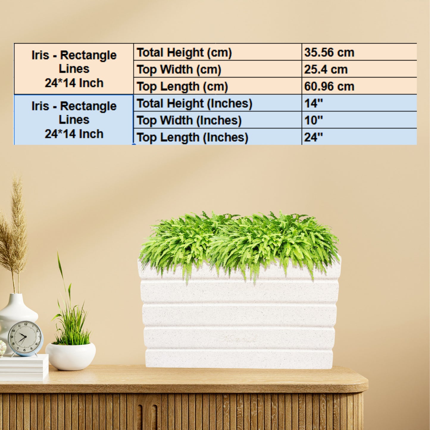 Iris Pot / Planter - Rectangle Shaped & Light Weight