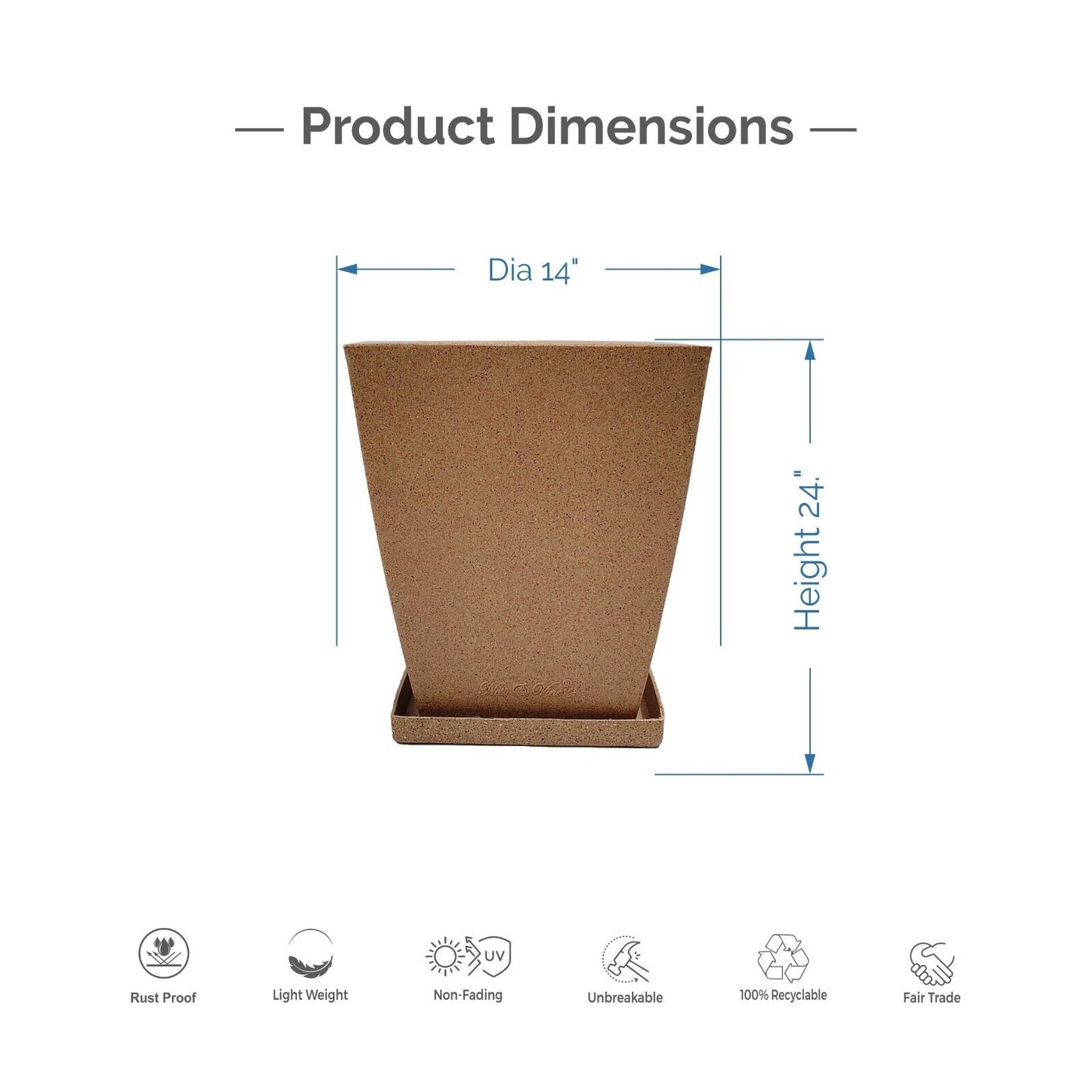 Blaze Pot Planter - Leight Weight, Tower Shape