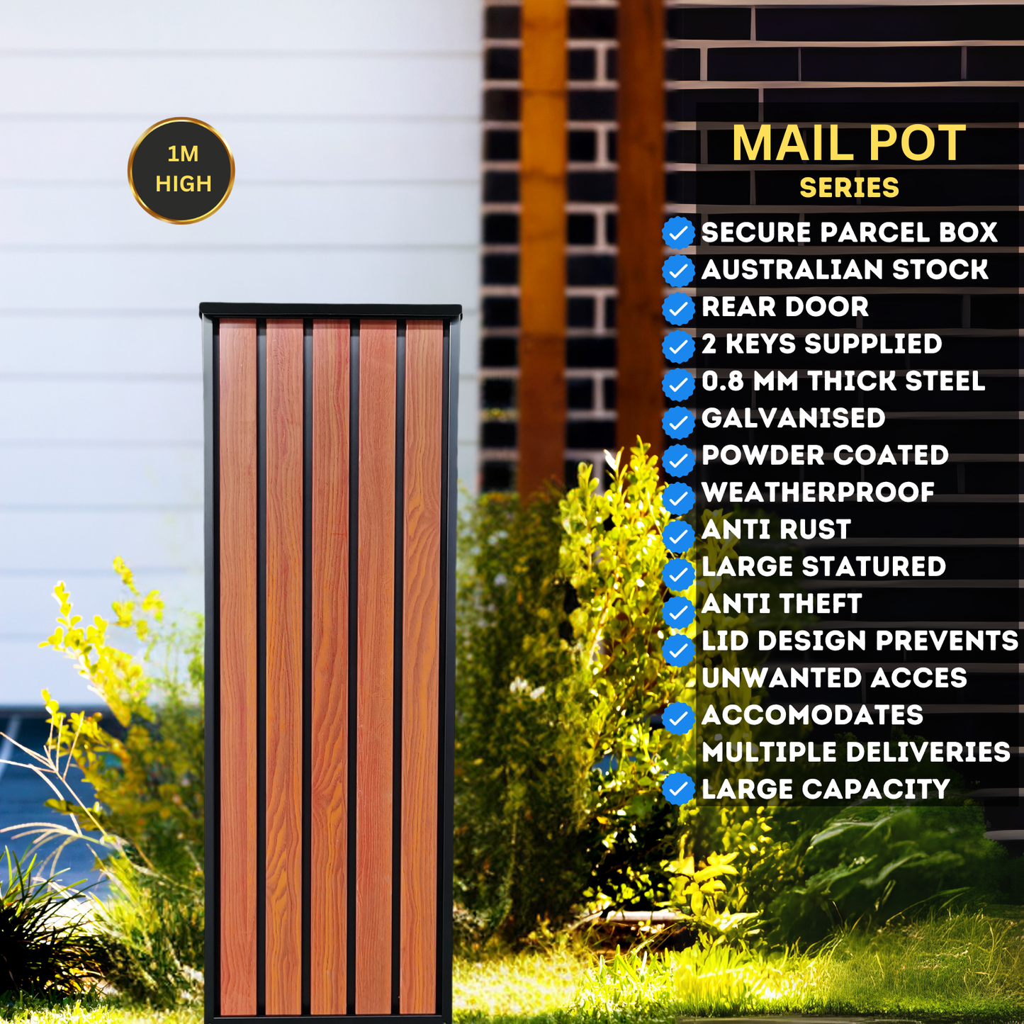 Assembled Large Parcel Letterbox / Lockable / Free standing / Spacious / Secured