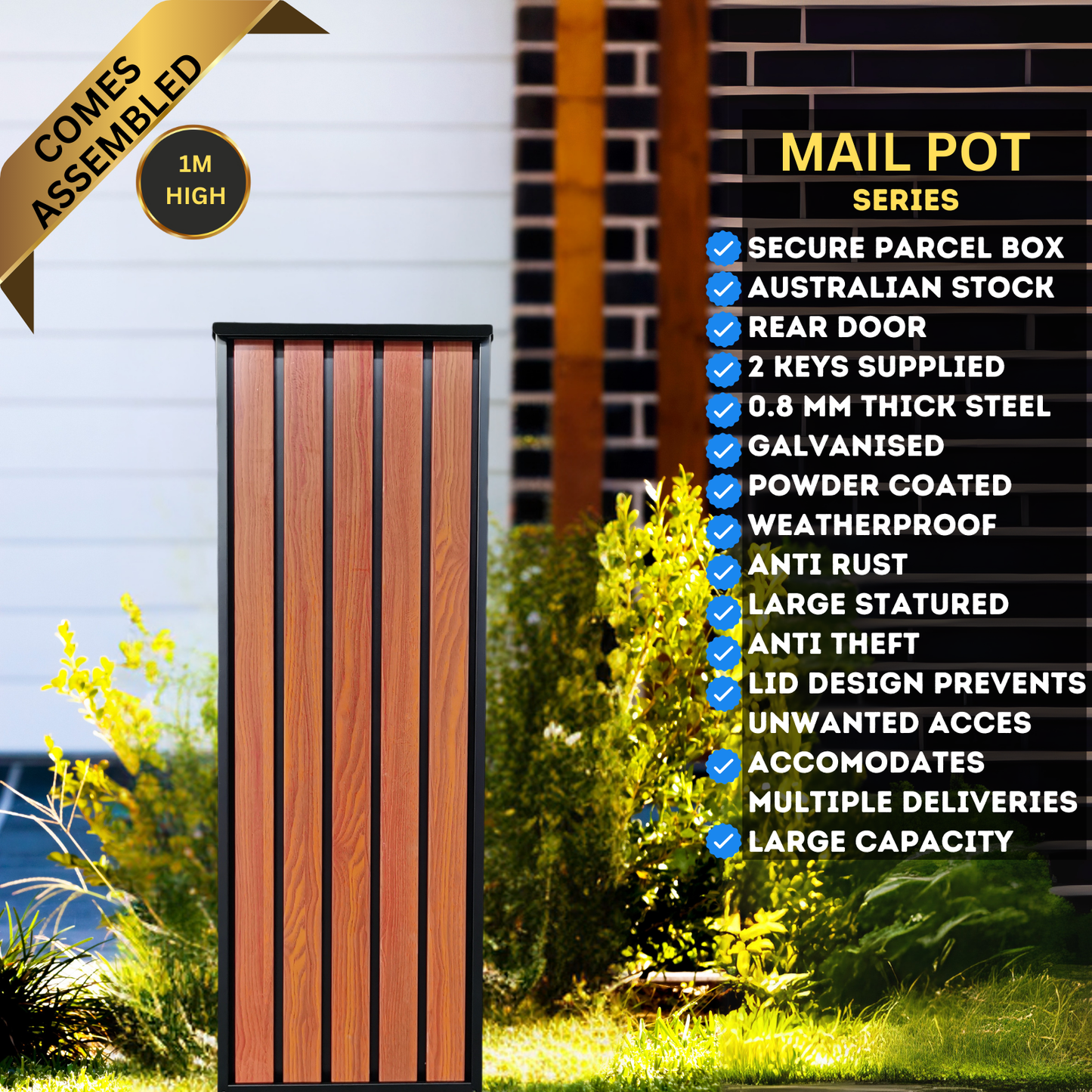 Assembled Large Parcel Letterbox / Lockable / Free standing / Spacious / Secured