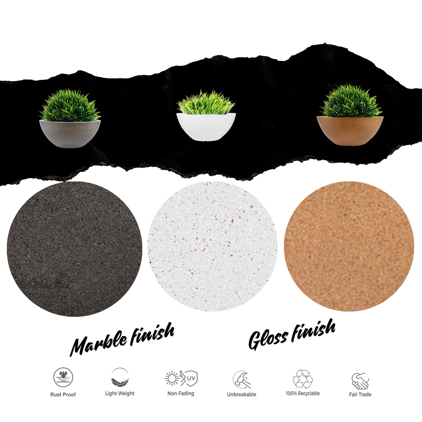 Fengari Planter - Bowl Shaped & Light Weighted