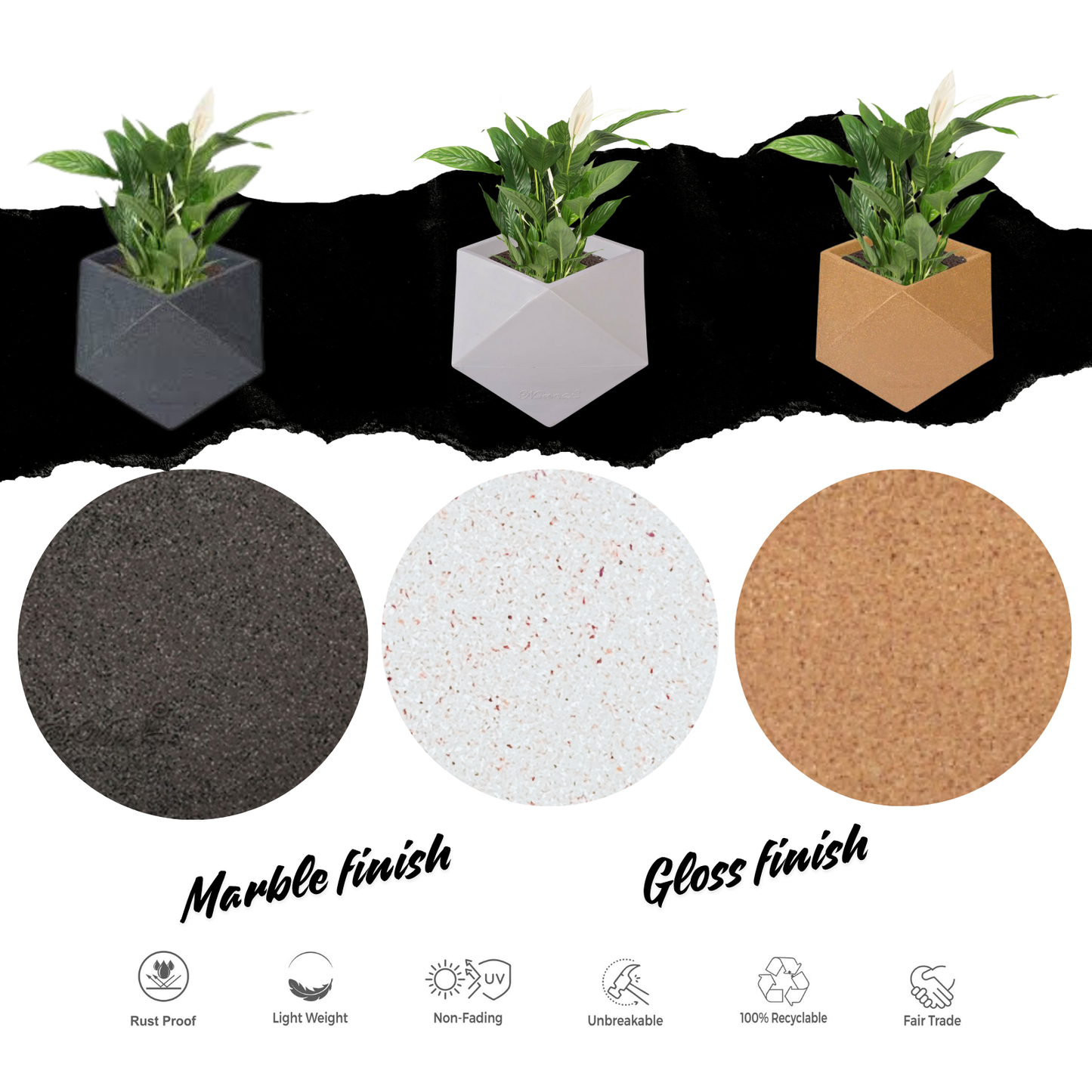 Diamanti Pot / Planter - Diamond Shape & Light Weight