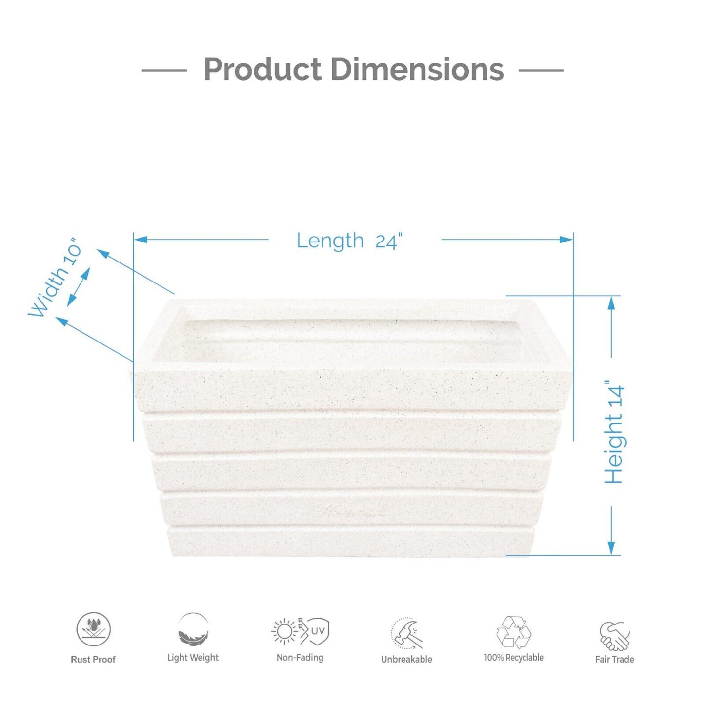 Iris Pot / Planter - Rectangle Shaped & Light Weight