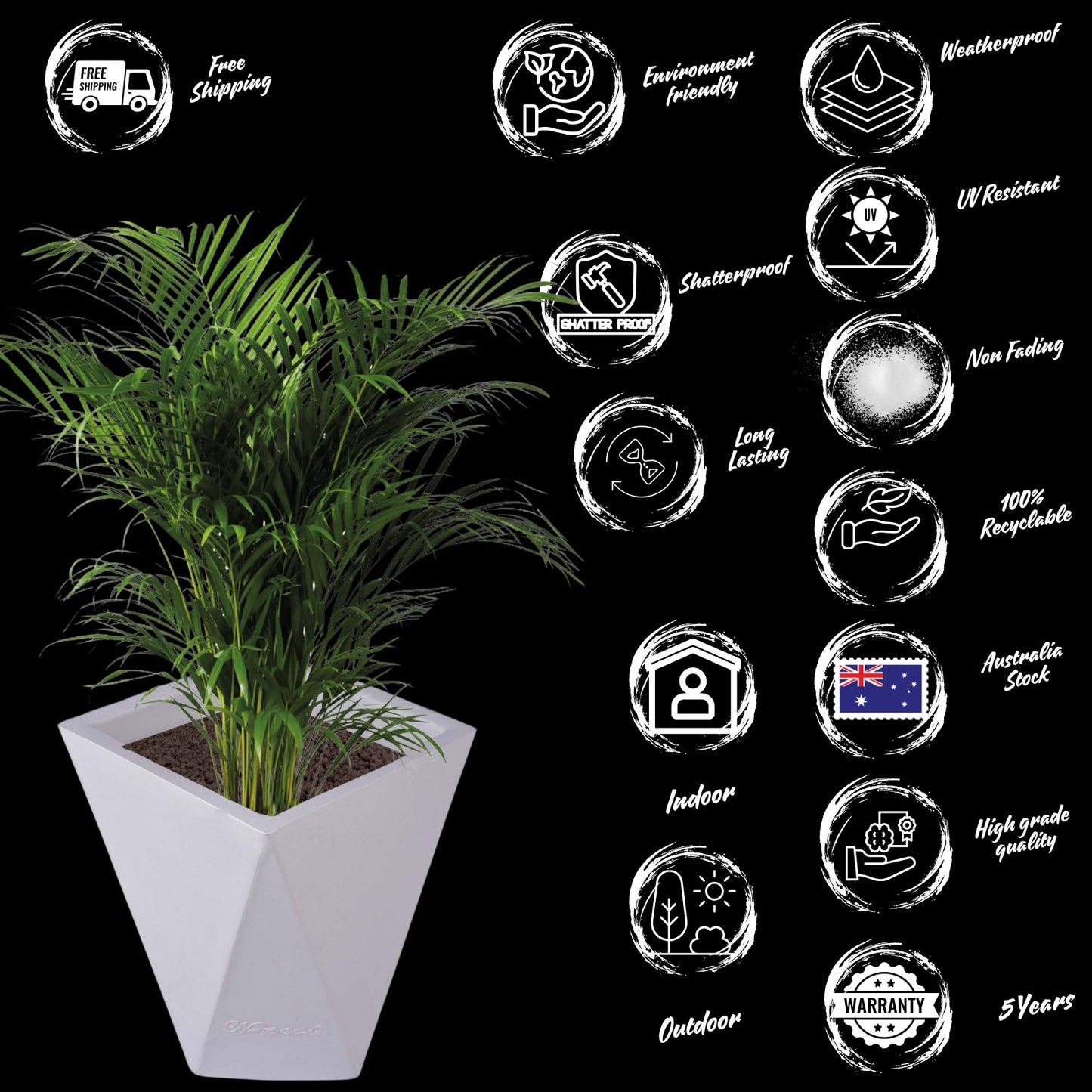 Fantasia Planter Pot - Diamond Shaped & Light Weight