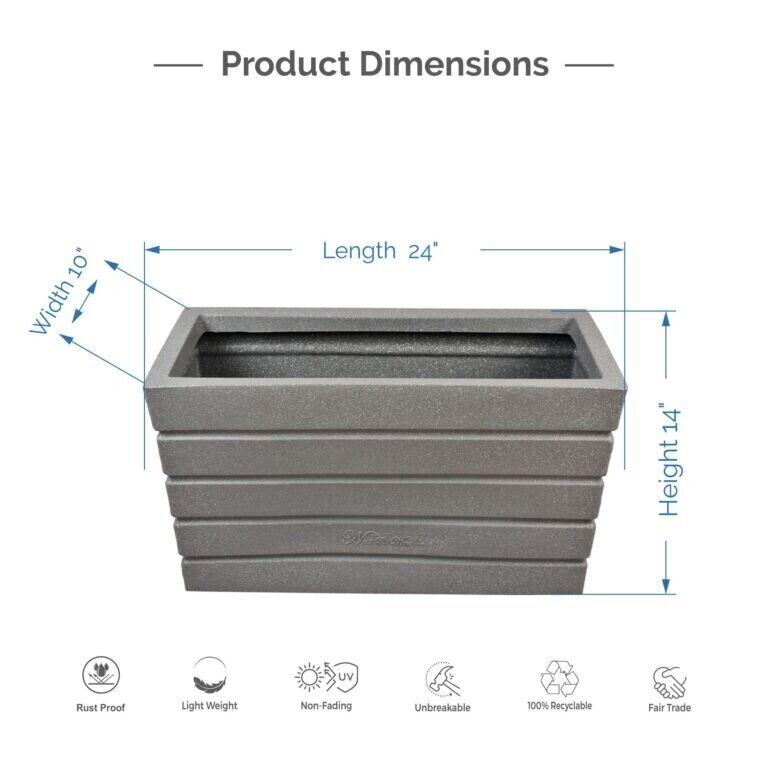 Iris Pot / Planter - Rectangle Shaped & Light Weight
